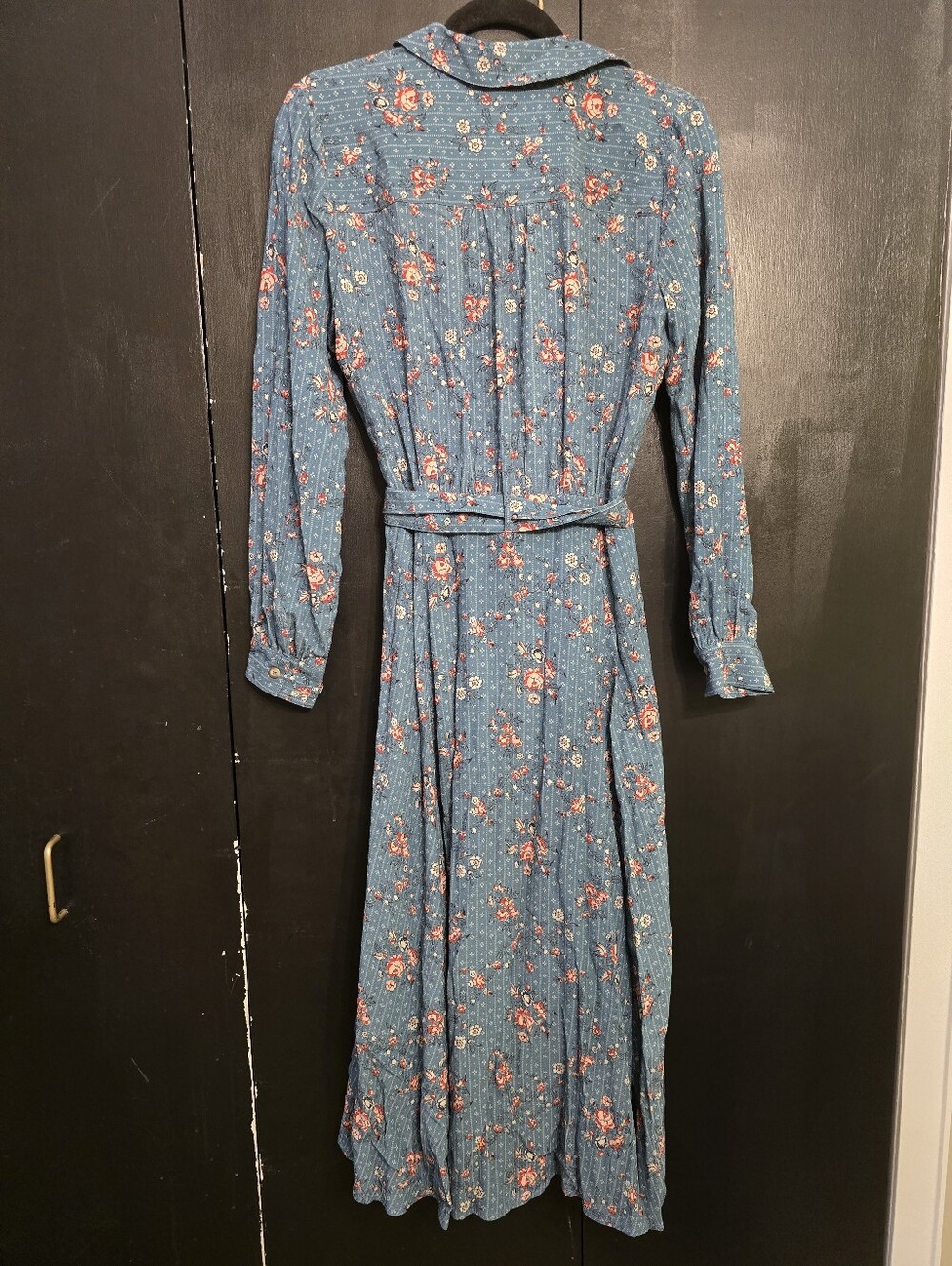 Sézane Lauretta Midi Shirt Dress in a blue and pink floral print Size 38 - Picture 7 of 7